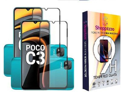 Shoppitzzo Edge To Edge Tempered Glass for Poco C3(Pack of 2)