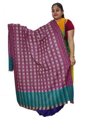 KAVIM Wool Checkered Women Shawl(Multicolor)