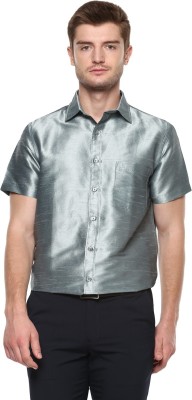 Khoday Williams Men Solid Party Silver Shirt