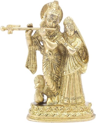 vrindavan shopi Lord Vishnu with Laxmi On Sheshnag for Home & Office, Medium, Yellow 500gms Decorative Showpiece  -  9 cm(Brass, Gold)