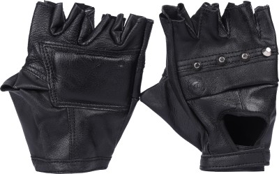 india leather Genuine Leather Pointed Steel Bike Riding Gym and Sports Gloves Riding Gloves(Black)