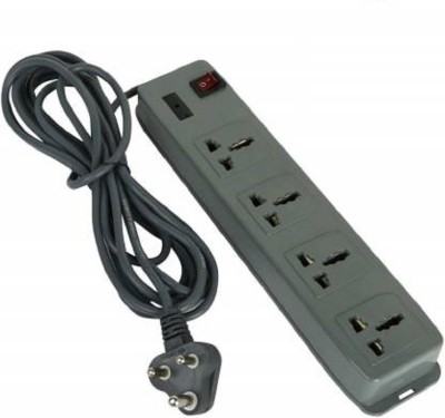 D-DEVOX 4+1Extension board 5 meter long wire with 6amp capacity 4 Socket 4 switch 4 Socket Extension Boards (Grey, Red) 4  Socket Extension Boards(Grey, 5 m)