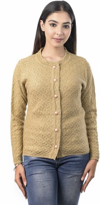 Varenyam Self Design Round Neck Casual Women Beige Sweater