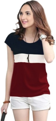 SMD Enterprise Colorblock Women Round Neck Multicolor T-Shirt