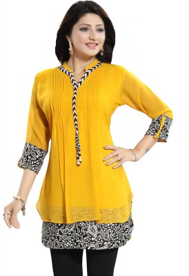 Meher Impex Women Solid Straight Kurta(Yellow)