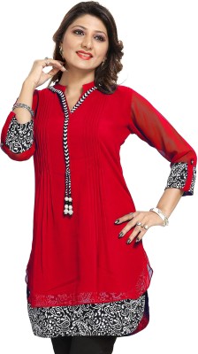 Meher Impex Women Solid A-line Kurta(Red, White)