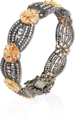 RAY FINE ORNATES Brass Diamond Gold-plated Bangle Set(Pack of 2)