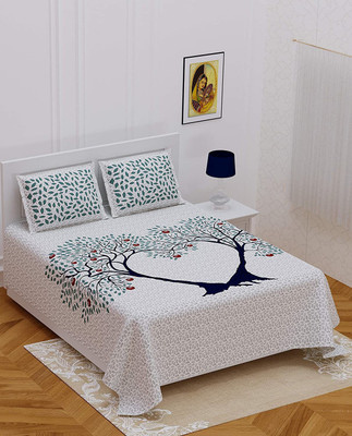 AAYU TRADER 104 TC Cotton Double Printed Flat Bedsheet(Pack of 1, Multicolor)