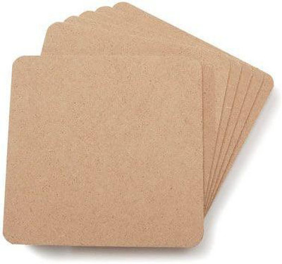 woodcraft Square Reversible Hardboard Coaster Set(Pack of 6)