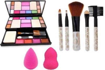 AVEU 6171 Makeup kit + 5 pcs Makeup Brush + 2 pc Blender Puff Combo (8 Items in the set)(8 Items in the set)