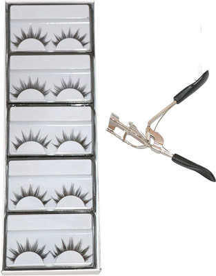 AVEU Natural Black False Eyelashes With Premium Eyelash Curler(2 Items in the set)