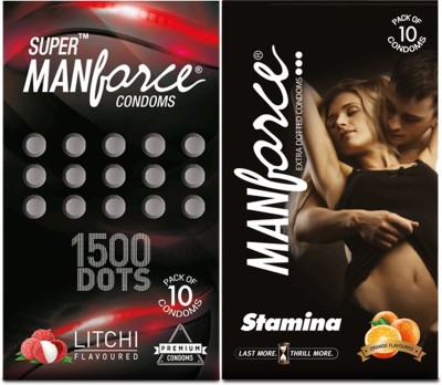 Manforce Combo Pack (Orange & Litchi Flavoured) Condom(Set of 2, 20S)