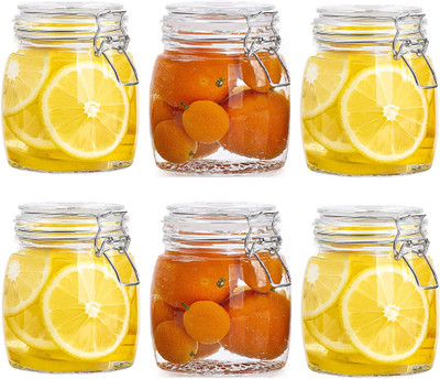 Sv Enterprise Glass Grocery Container  - 500 ml(Pack of 6, Clear)