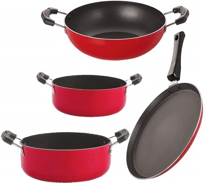 NIRLON FT11_KD13_CS22_CS24 Non-Stick Coated Cookware Set(PTFE (Non-stick), Aluminium, 4 - Piece)