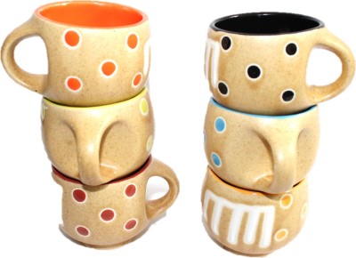 THE HIMALAYA CRAFT Pack of 6 Ceramic(Yellow, Multicolor, Cup Set)