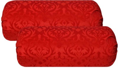 igi Velvet Bolsters Cover(Pack of 2, 82 cm*40 cm, Red)