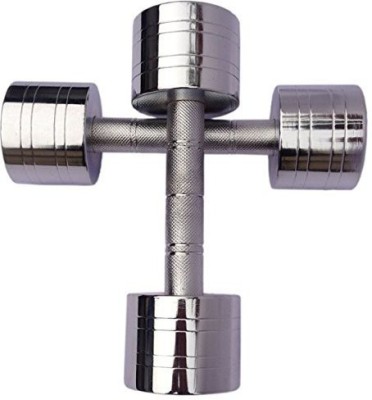 LCARNO Premium Quality Chrome Finish Steel Dumbbell Set, (5+5 Pack of 2 Total 10Kg) Fixed Weight Dumbbell(10 kg)