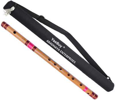 YaeBuy Bamboo Flute Scale C Natural Polished With Carry Bag 19 inches 7 Hole -Thread Pink & Maroon Bamboo Flute(48.26 cm)