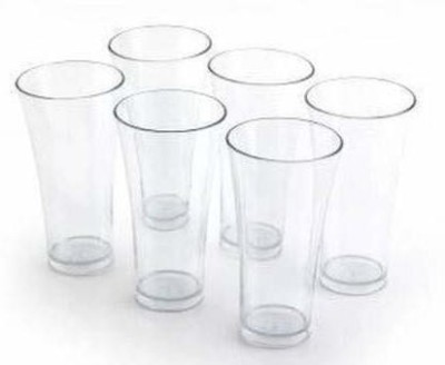 oscarmart (Pack of 6) Beer Juice Mocktail Lassi Glass for Better Head Retention, Aroma and Flavor - 300 ml, Pack of 6 Glasses | Crystal Glass Tumbler Juice Glass Set Water/Juice Glass(349 ml, Plastic, Clear)