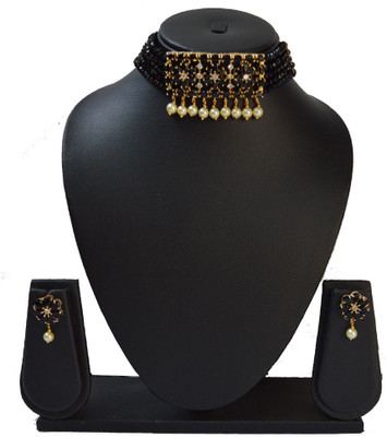 Sandhya Designer Studio Stone Black, Gold Jewellery Set(Pack of 1)