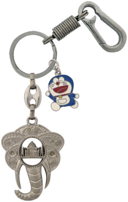 HANDSOME ISK High quality both side lord Ganesh face tajmahal with cartoon doremon and Locking Hook Full Metal. Key Chain