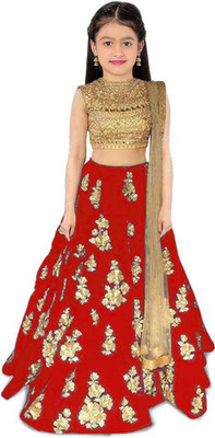 Drimexin Fab Girls Lehenga Choli Ethnic Wear Embroidered Lehenga, Choli and Dupatta Set(Maroon, Pack of 1)