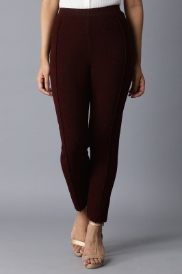 W Ankle Length Ethnic Wear Legging(Red, Solid)