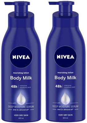 NIVEA Nourishing Lotion Body Milk With Deep Moisture Serum And 2x Almond Oil for Very Dry Skin(800 ml)
