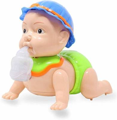 mega star battery operated crawling baby toy with music and light for kids- Multi color