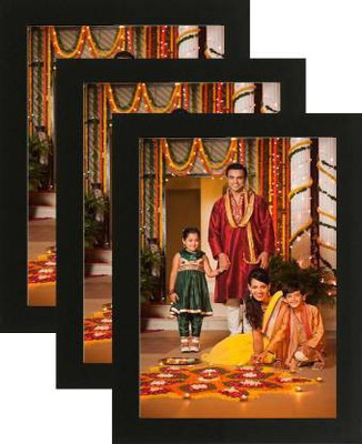 rk collection Wood Wall Photo Frame(Black, 3 Photo(s), A4 SIZE)