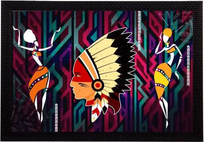 eCraftIndia Tribal Theme Satin Matt Texture UV Art Ink 10 inch x 14 inch Painting(With Frame)