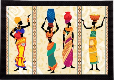 eCraftIndia Tribal Theme Satin Matt Texture UV Art Ink 10 inch x 14 inch Painting(With Frame)