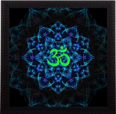 eCraftIndia Om Symbol Satin Matt Textured UV Art Ink 11 inch x 11 inch Painting(With Frame)