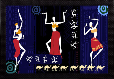 eCraftIndia Tribal Theme Satin Matt Texture UV Art Ink 14 inch x 20 inch Painting(With Frame)