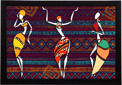 eCraftIndia Tribal Theme Satin Matt Texture UV Art Ink 10 inch x 14 inch Painting(With Frame)