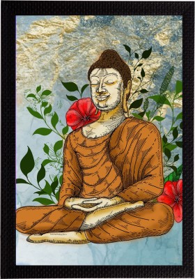 eCraftIndia Meditating Lord Buddha Satin Matt Texture UV Art Ink 20 inch x 14 inch Painting(With Frame, Pack of 3)