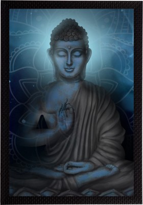 eCraftIndia Meditating Lord Buddha Satin Matt Texture UV Art Ink 20 inch x 14 inch Painting(With Frame)