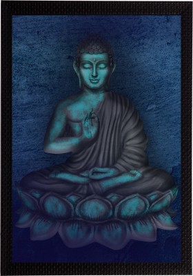 eCraftIndia Meditating Lord Buddha Satin Matt Texture UV Art Ink 20 inch x 14 inch Painting(With Frame)