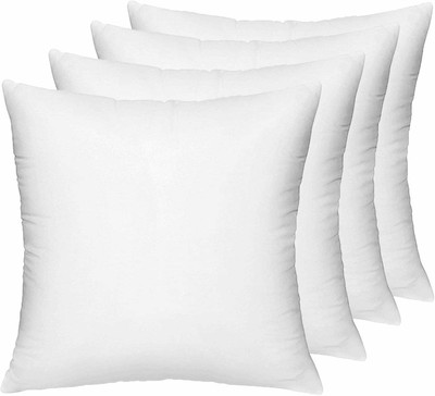 ABC TEXTILE HOUSE Polyester Fibre Solid Cushion Pack of 5(White)
