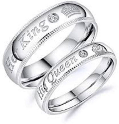ANORI Stainless Steel, Brass, Stone, Metal, Copper Cubic Zirconia Silver, Rhodium Plated Ring Set