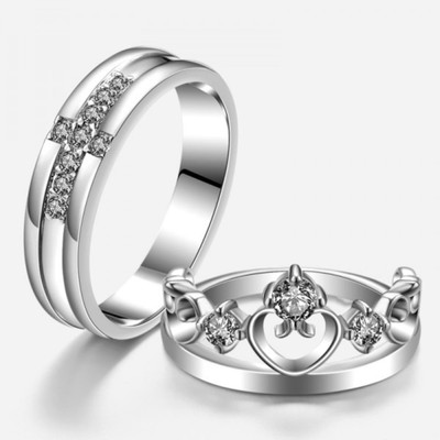 ANORI Brass, Stainless Steel, Copper Cubic Zirconia Rhodium, Silver, Titanium Plated Ring