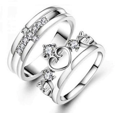 ANORI Brass, Stainless Steel, Copper Cubic Zirconia Rhodium, Silver, Titanium Plated Ring