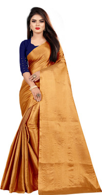 Rajveer enterprise Solid/Plain Bollywood Tissue Saree(Orange)