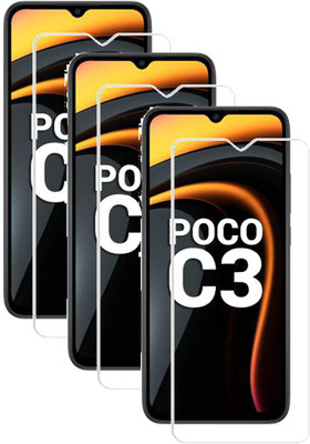 Fovtyline Tempered Glass Guard for Poco C3, Mi Redmi 9A, Mi Redmi 9i(Pack of 3)