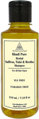 Khadi Pure Herbal Saffron, Tulsi & Reetha Shampoo SLS-Paraben Free(210 ml)