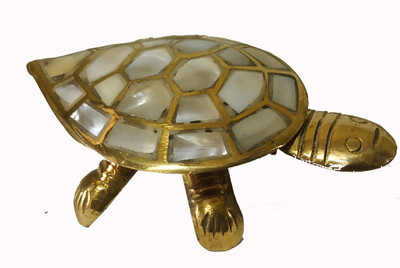 salvusappsolutions Brass Marble Print Turtle Feng Shui for Home Decoration Or Good Luck to Attract Positive Energy. Decorative Showpiece  -  2.5 cm(Brass, Marble, Gold, White)