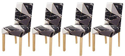 HOUSE OF QUIRK Polyester Abstract 1 Seater Chair Cover(Black Pack of 4)
