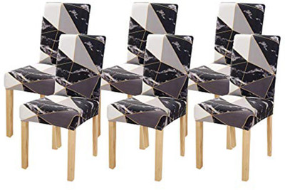 HOUSE OF QUIRK Polyester Abstract 1 Seater Chair Cover(Black Pack of 6)