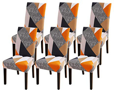 HOUSE OF QUIRK Polyester 1 Seater Chair Abstract Cover(Pack of 6 Multicolor)