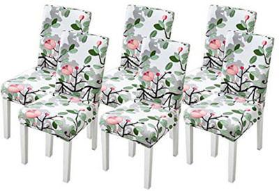 HOUSE OF QUIRK Polyester 1 Seater Chair Floral Cover(Pack of 6 MultiColor)